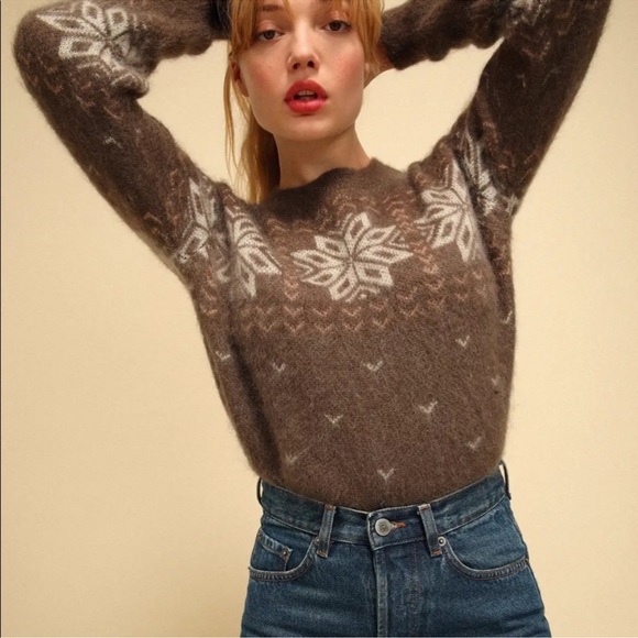 Rouje Sweaters - Rouje Tia Sweater Jumper Brown White Snowflake Size 36 US 4